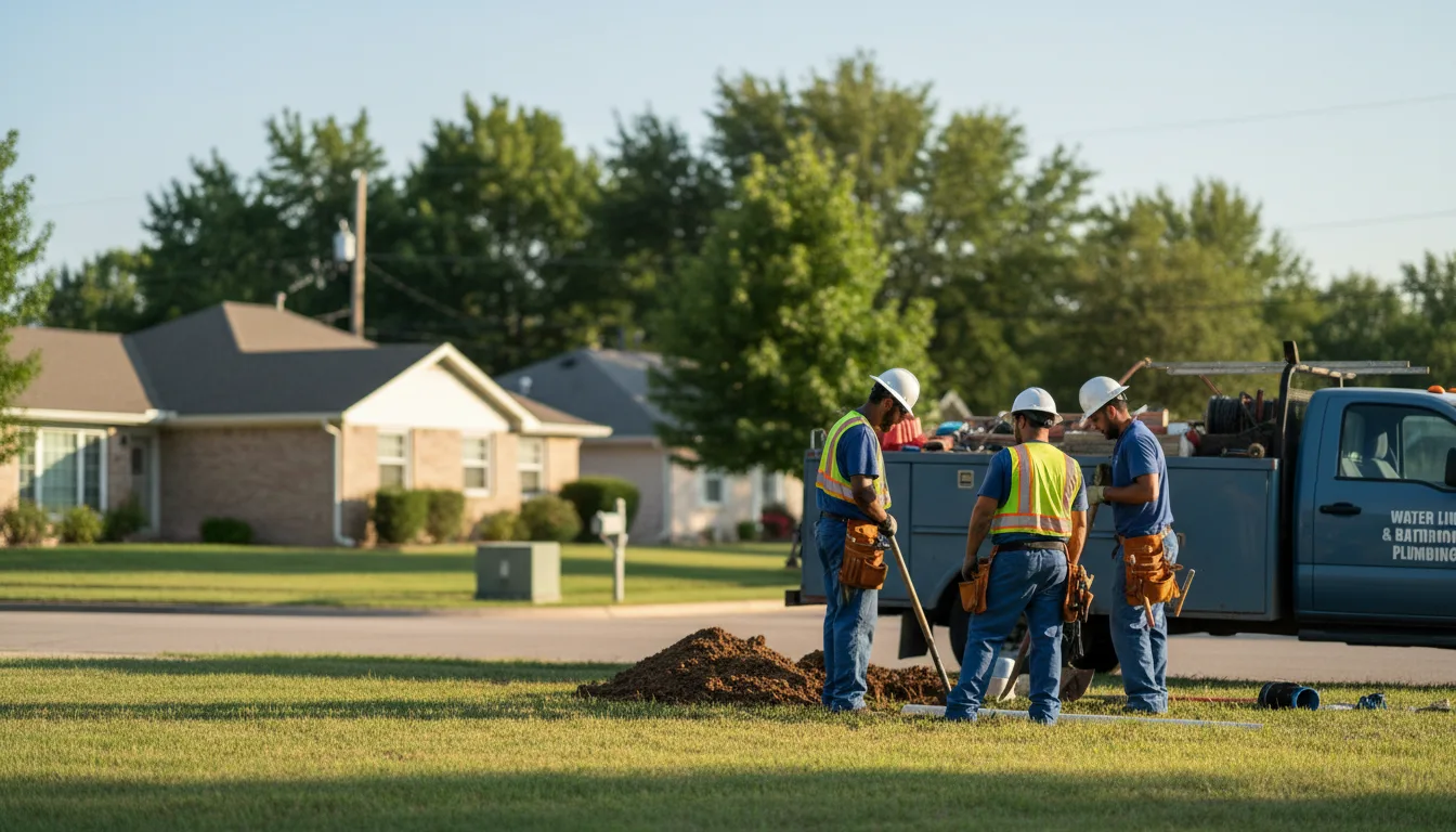 Residential water line and bathroom plumbing service in Mingus, TX